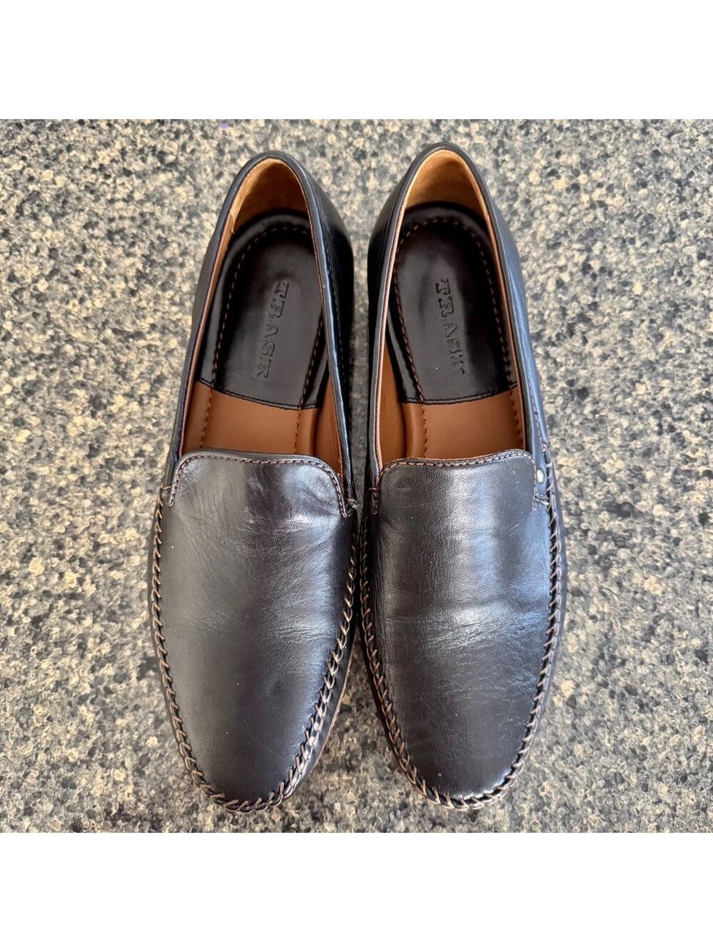 H S Trask Mens Brown Leather Loafer Shoes Size 9